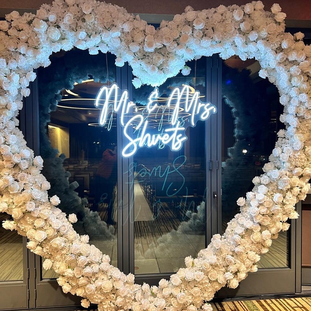 Floral Heart Wedding Neon Sign