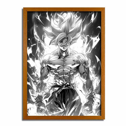 Goku Super Saiyan Black and White Framed Print