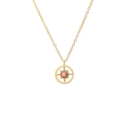 Gold Compass Photo Projection Necklace