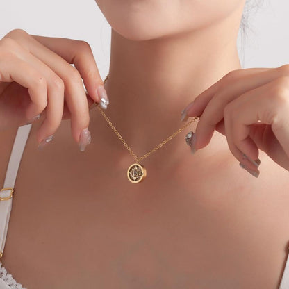 Gold Compass Photo Projection Necklace Model