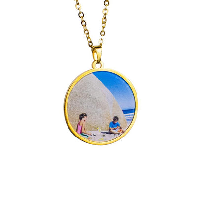 Gold Custom Photo Necklace White Background