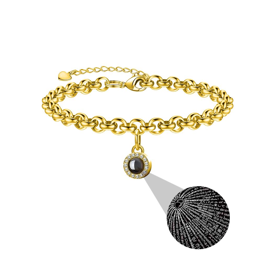 Gold Engraved Bracelet with Hidden Message Charm