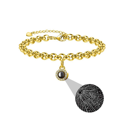 Gold Engraved Bracelet with Hidden Message Charm