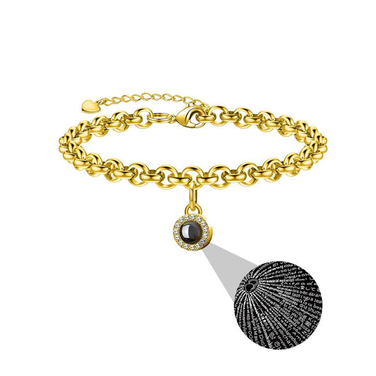 Gold Engraved Bracelet with Hidden Message Charm