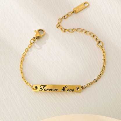 Gold Engraved Forever Love Bracelet Personalized