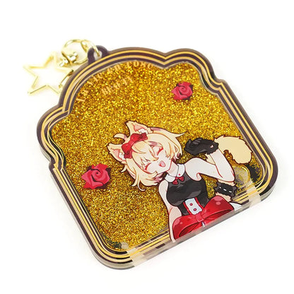 Gold Glitter Anime Girl Acrylic Keychain