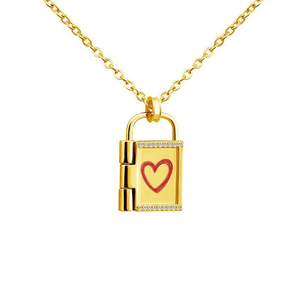 Gold Heart Locket Necklace with Diamonds and Chain