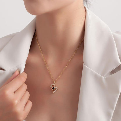 Gold Heart Photo Projection Necklace Model