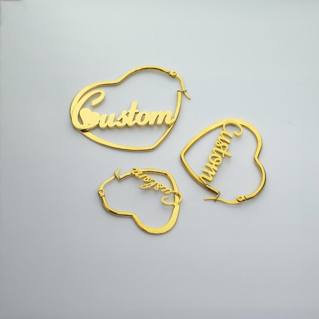 Gold Heart Shaped Custom Name Earrings Set_1.jpg