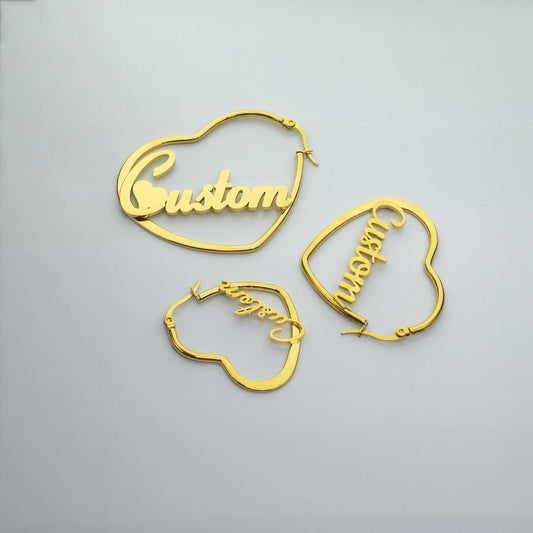 Gold Heart Shaped Custom Name Earrings Set_1.jpg