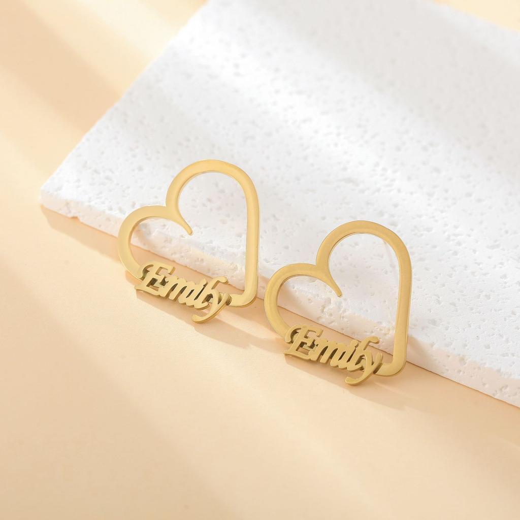 Gold Heart Shaped Personalized Earrings Emily Text.jpg