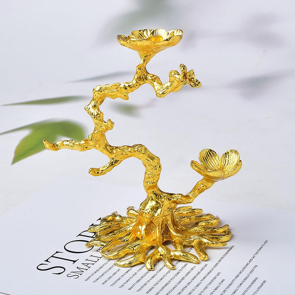 Gold Metal Tree Branch Jewelry Stand