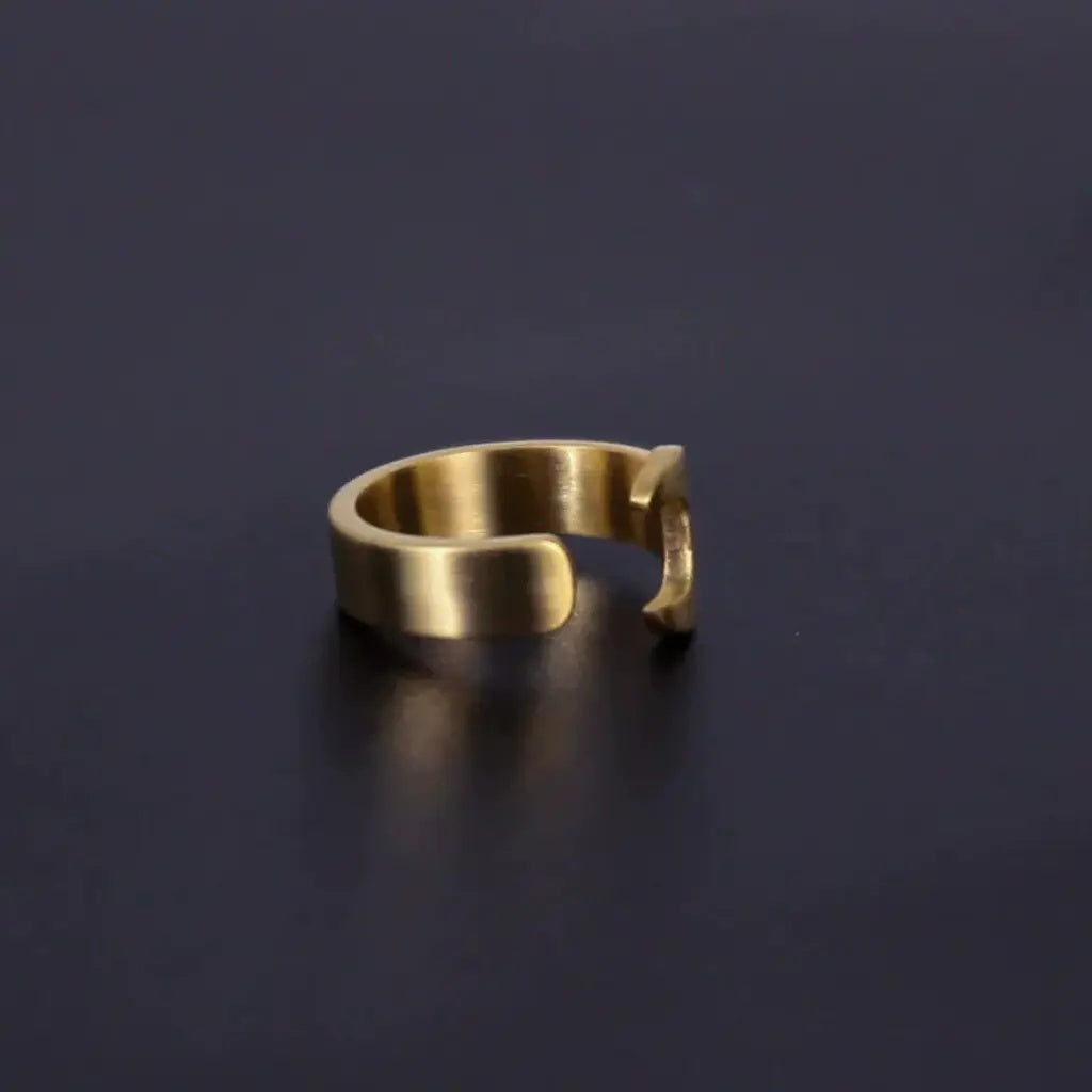 Gold Open Cuff Ring Side View Personalized Jewelry