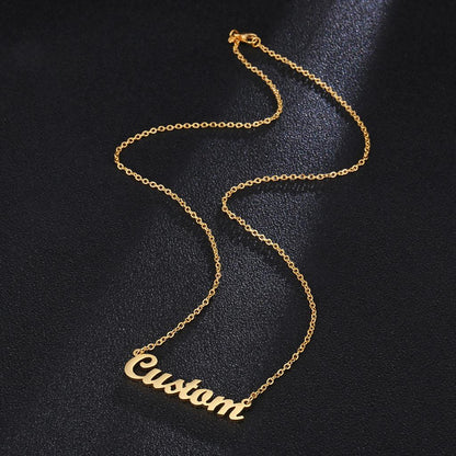 Gold Personalized Cursive Name Necklace