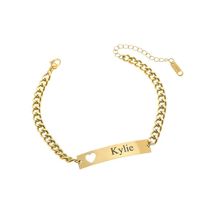 Gold Personalized Engraved Name Bracelet Kylie Heart