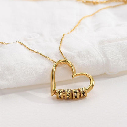 Gold Personalized Family Name Heart Necklace