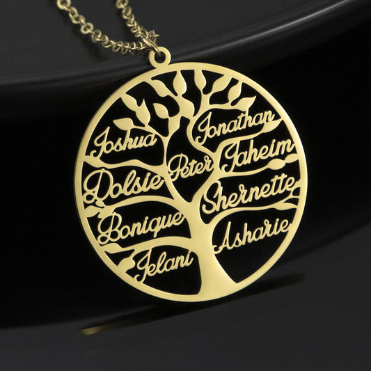 Gold Personalized Family Tree Necklace