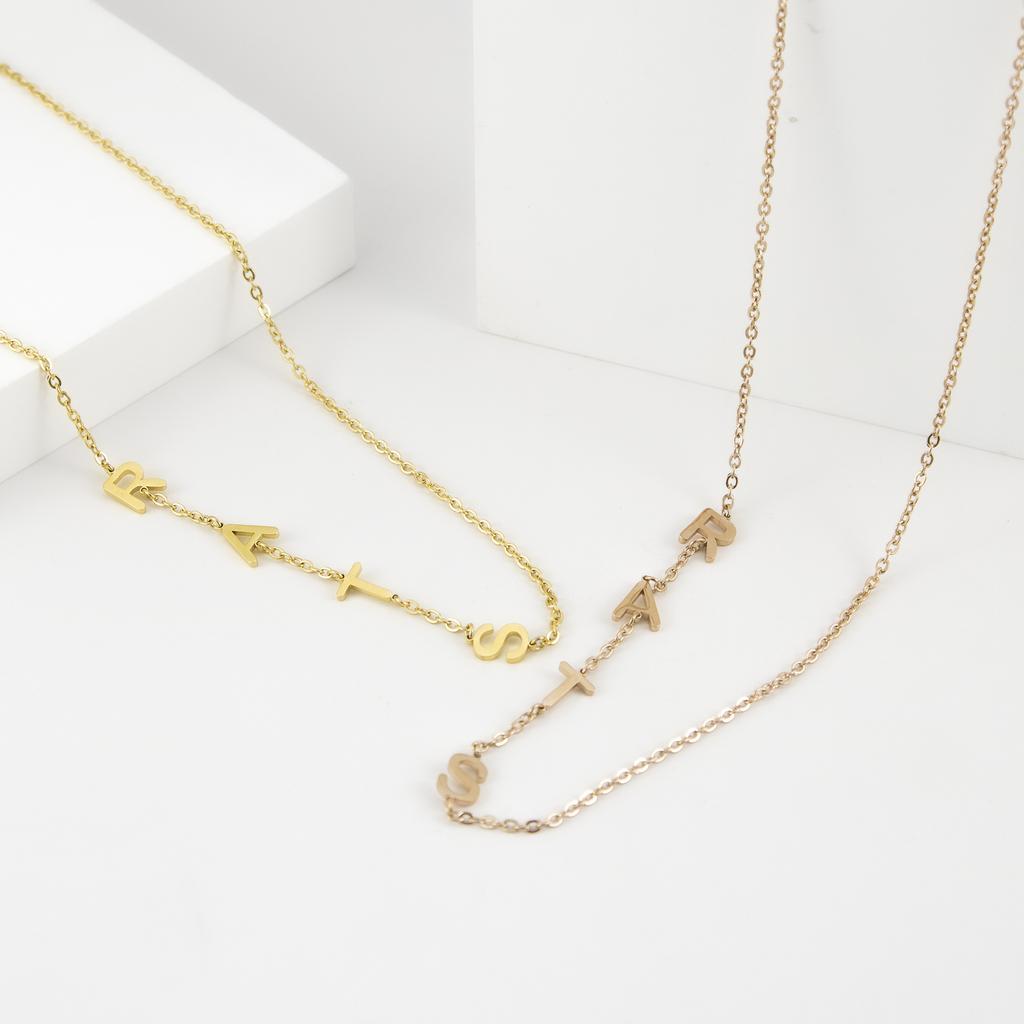 Gold Vertical Letter Necklaces