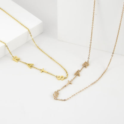 Gold Vertical Letter Necklaces