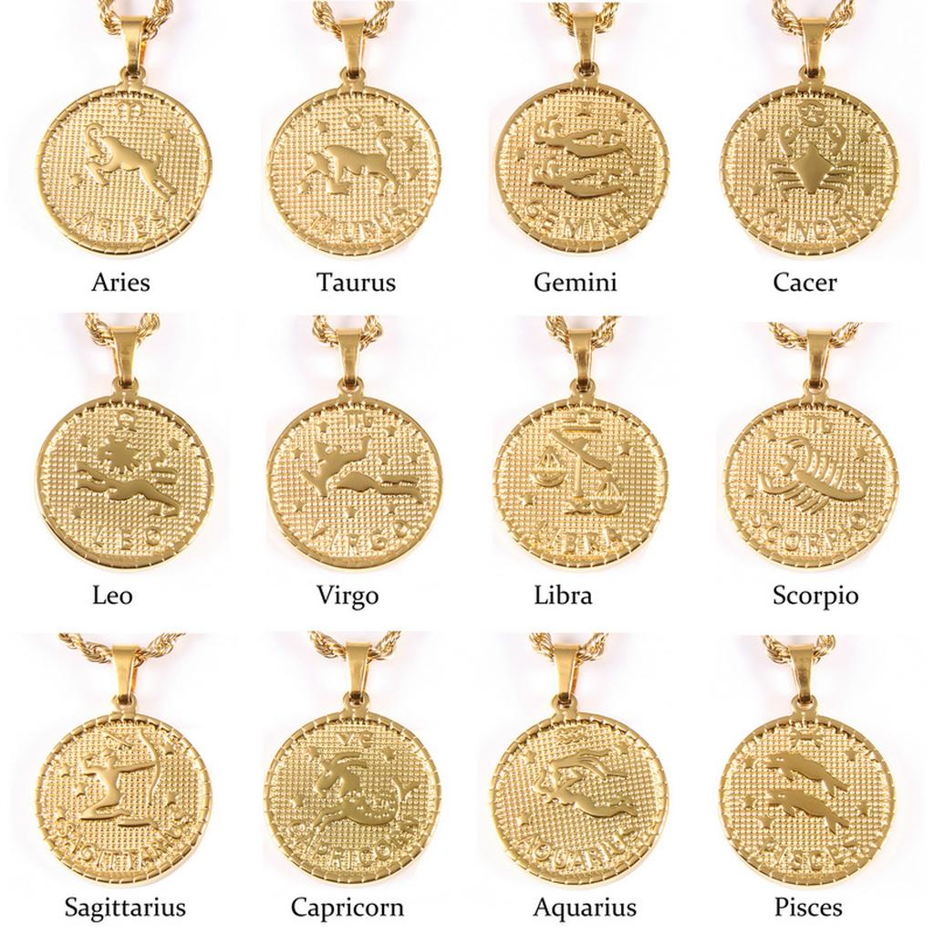 Gold Zodiac Sign Necklaces Aries to Pisces Collection