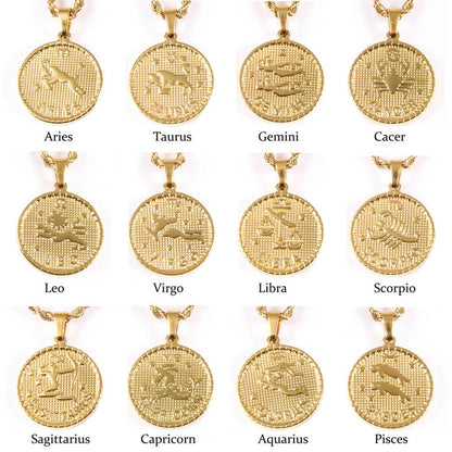 Gold Zodiac Sign Necklaces Aries to Pisces Collection