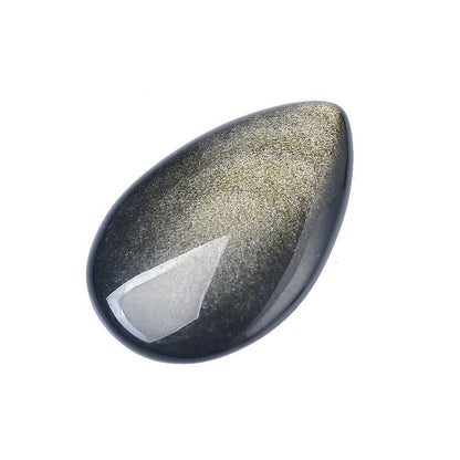 Golden Sheen Obsidian Cabochon White Background