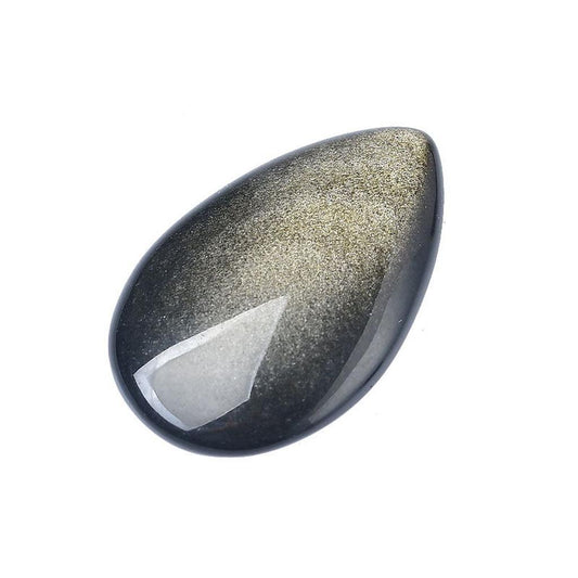 Golden Sheen Obsidian Cabochon White Background