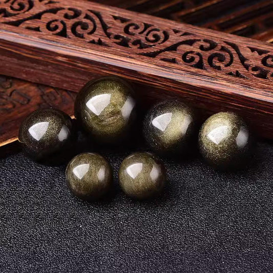 Golden Sheen Obsidian Sphere Set