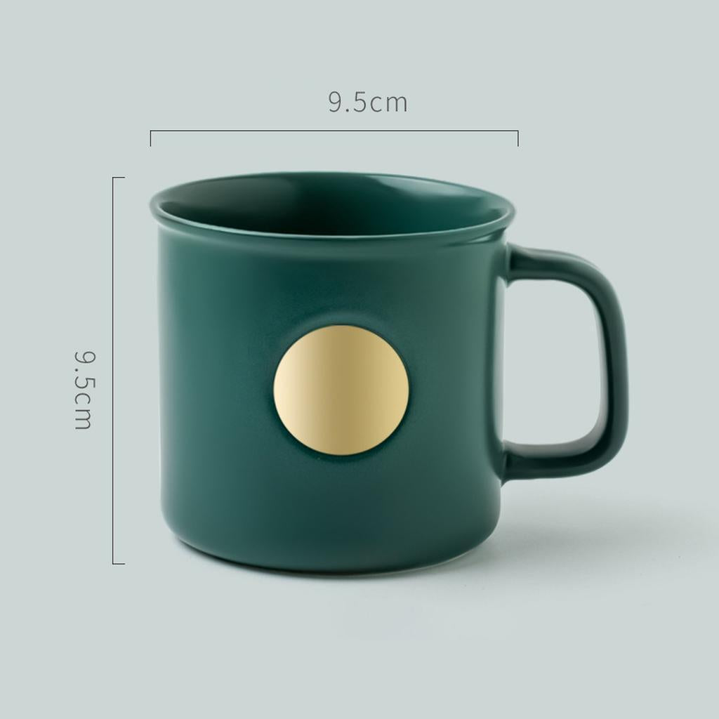 Green Ceramic Mug Gold Accent