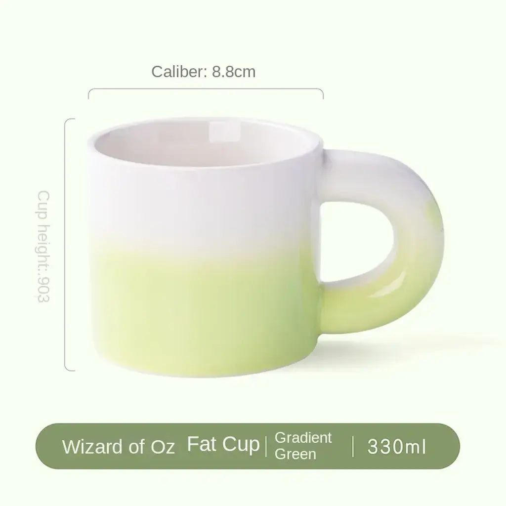 Green Gradient Ceramic Mug With Round Handle