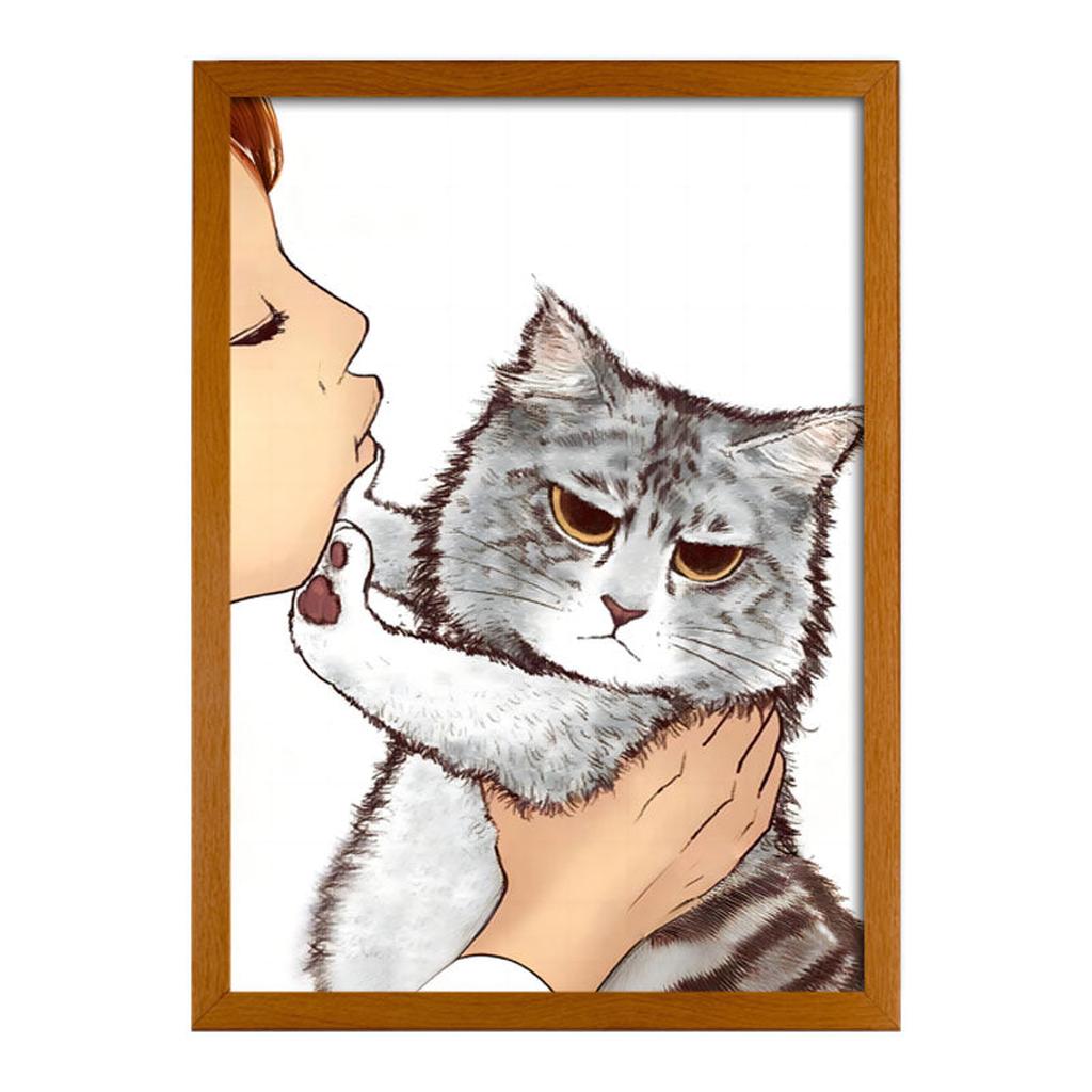 Grumpy Cat Getting Kissed Framed Print