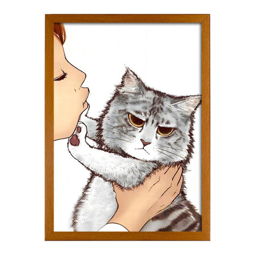 Grumpy Cat Getting Kissed Framed Print