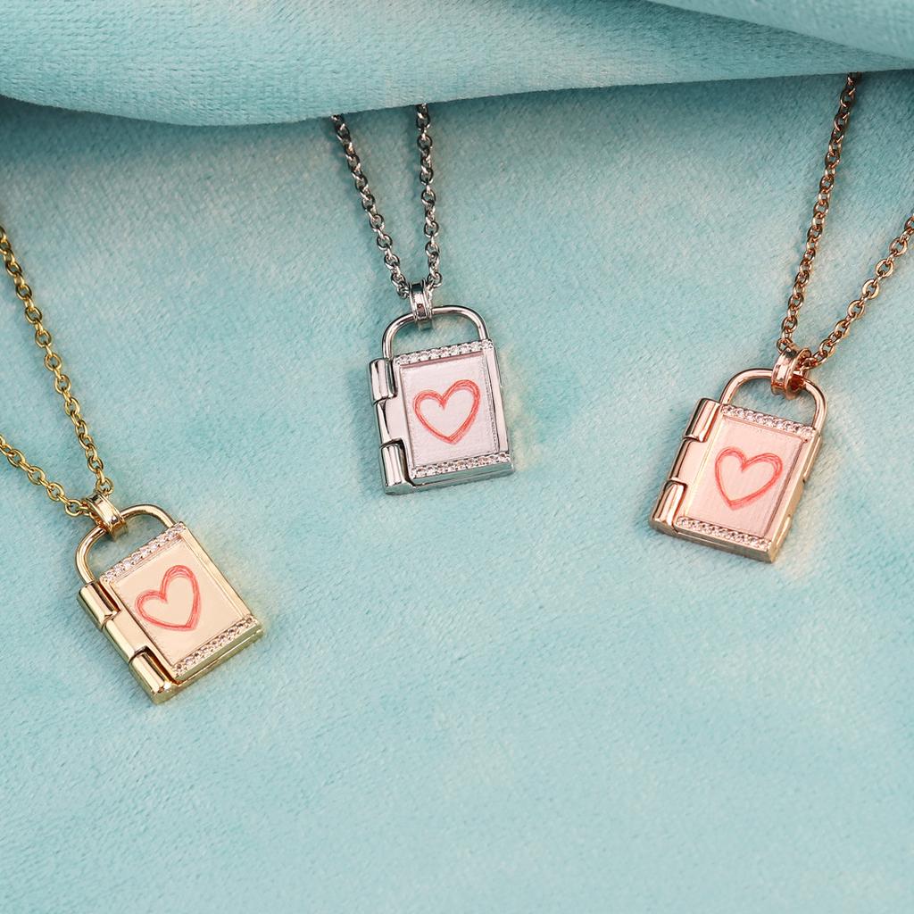 Heart Locket Necklaces in Gold Silver Rose Gold
