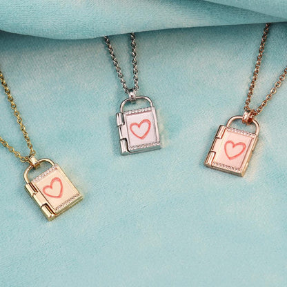 Heart Locket Necklaces in Gold Silver Rose Gold
