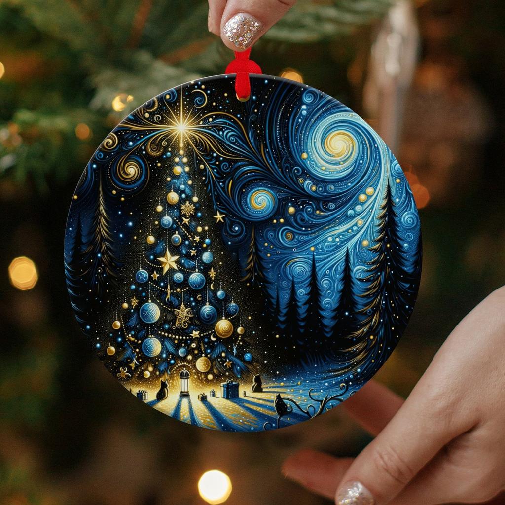 Holding Starry Night Christmas Ornament Holiday Decoration