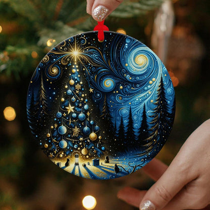 Holding Starry Night Christmas Ornament Holiday Decoration
