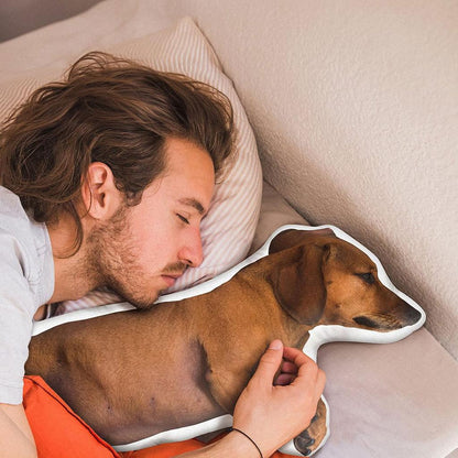 Man Sleeping With Custom Dachshund Pillow