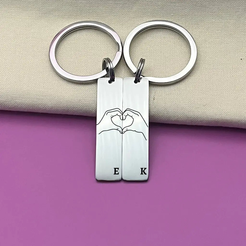 Matching Couple Heart Hands Keychains