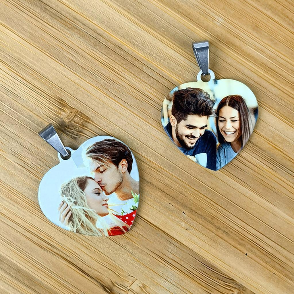 Matching Couple Photo Heart Pendants