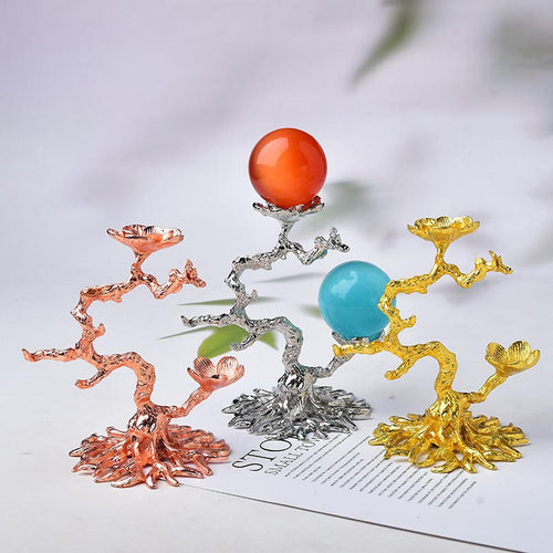 Metal Tree Branch Sphere Stands with Spheres