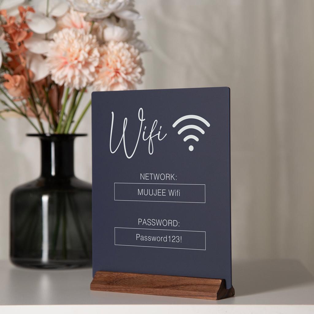 Navy Blue Acrylic WiFi Password Sign