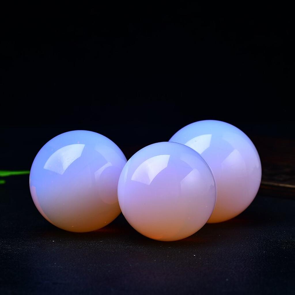 Opalite Crystal Spheres Black Background Group