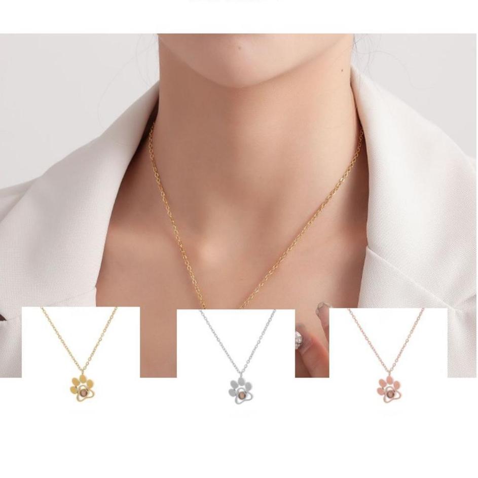 Paw Print Photo Necklace Color Options
