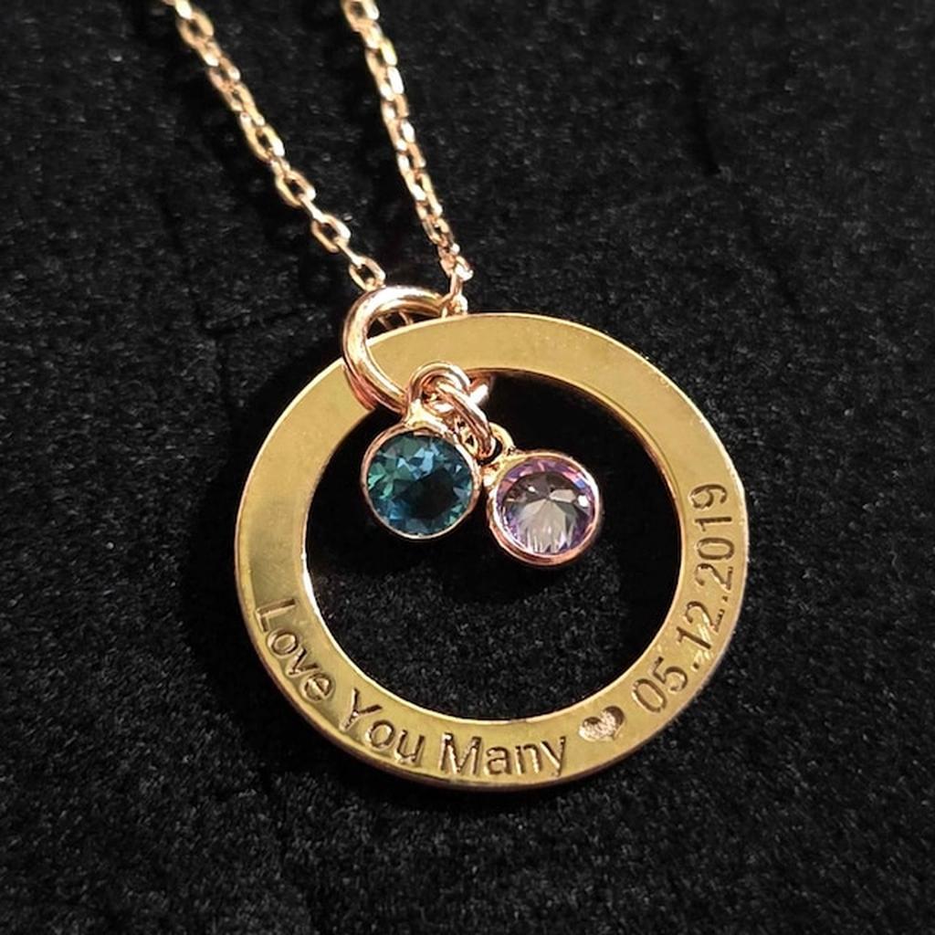 Personalized Birthstone Necklace Love Message