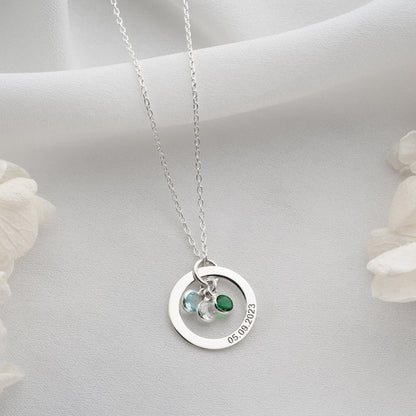 Personalized Birthstone Necklace Trio Display