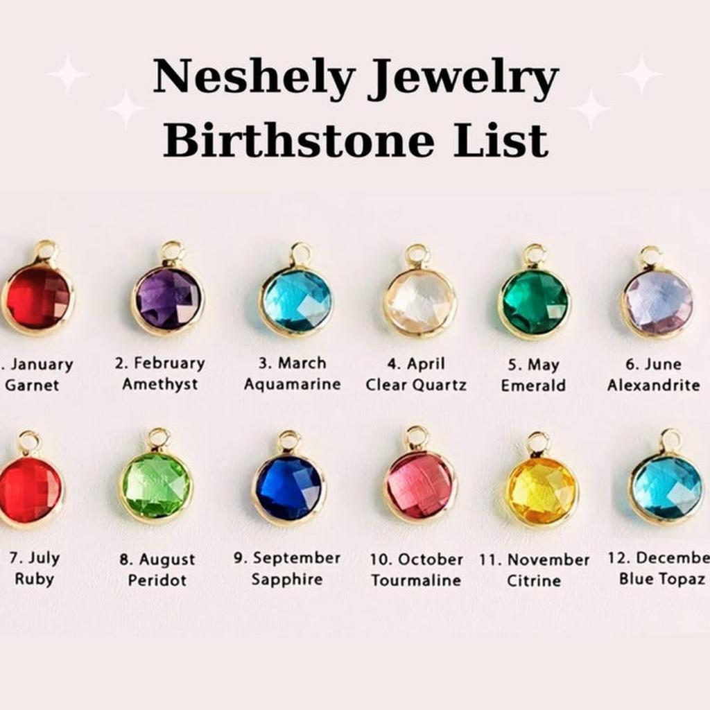 Personalized Birthstone Necklace on Model Front View