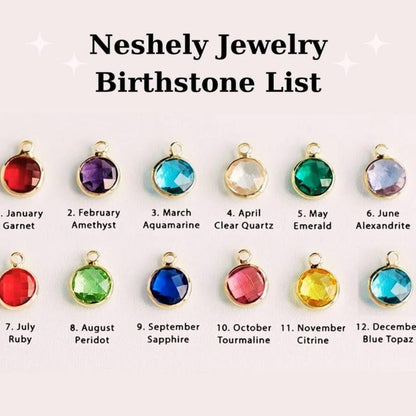 Personalized Birthstone Necklace on Model Front View
