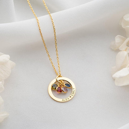 Personalized Birthstone Necklace with Engraving