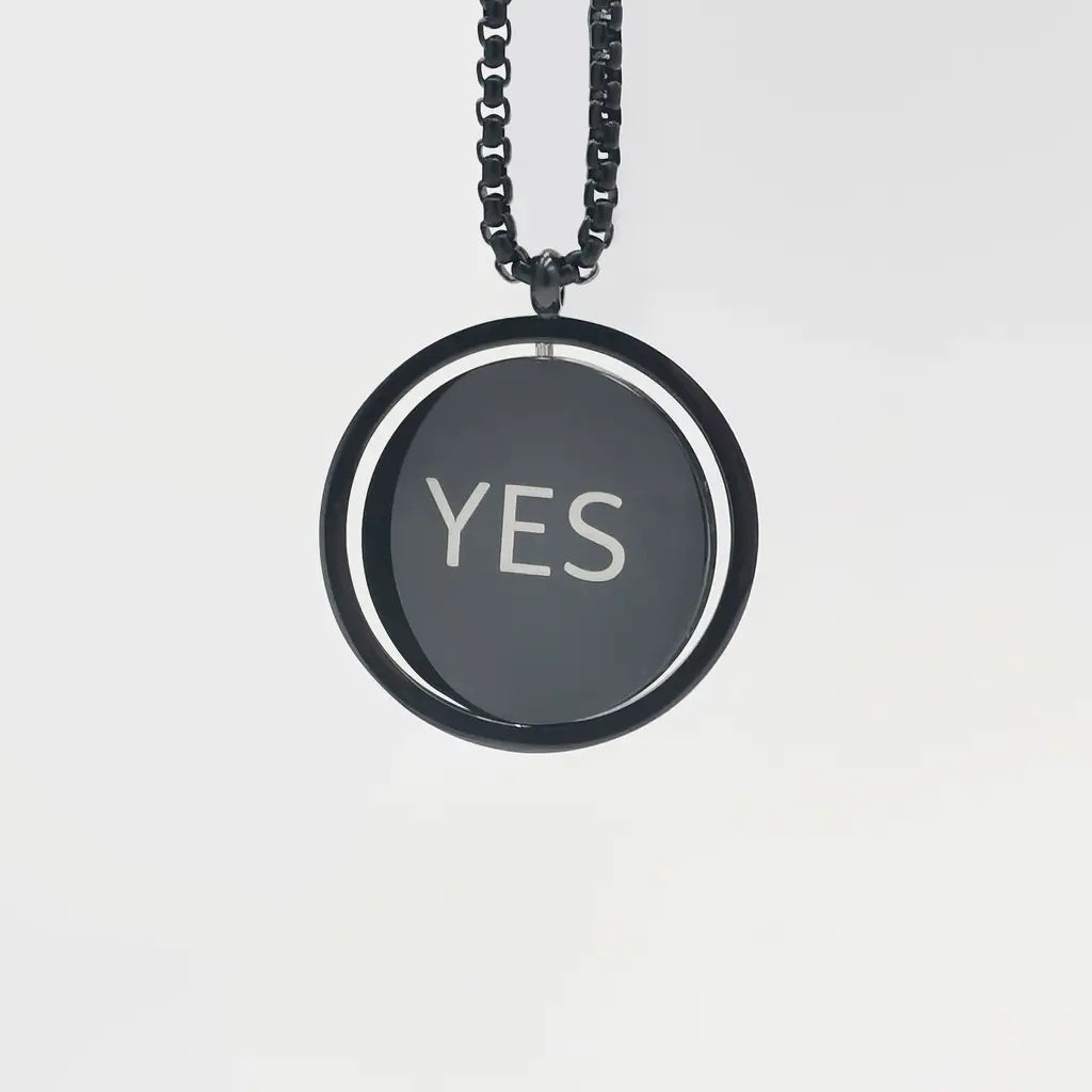 Personalized Black Necklace Yes Engraved Text Image