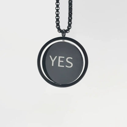 Personalized Black Necklace Yes Engraved Text Image